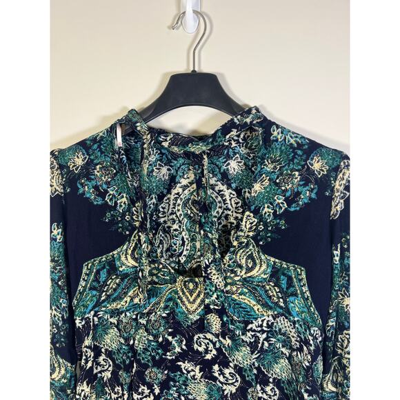 Free People Lady Luck Printed Long Sleeve Paisley Boho Blouse Size XS Whimsical - Picture 4 of 9